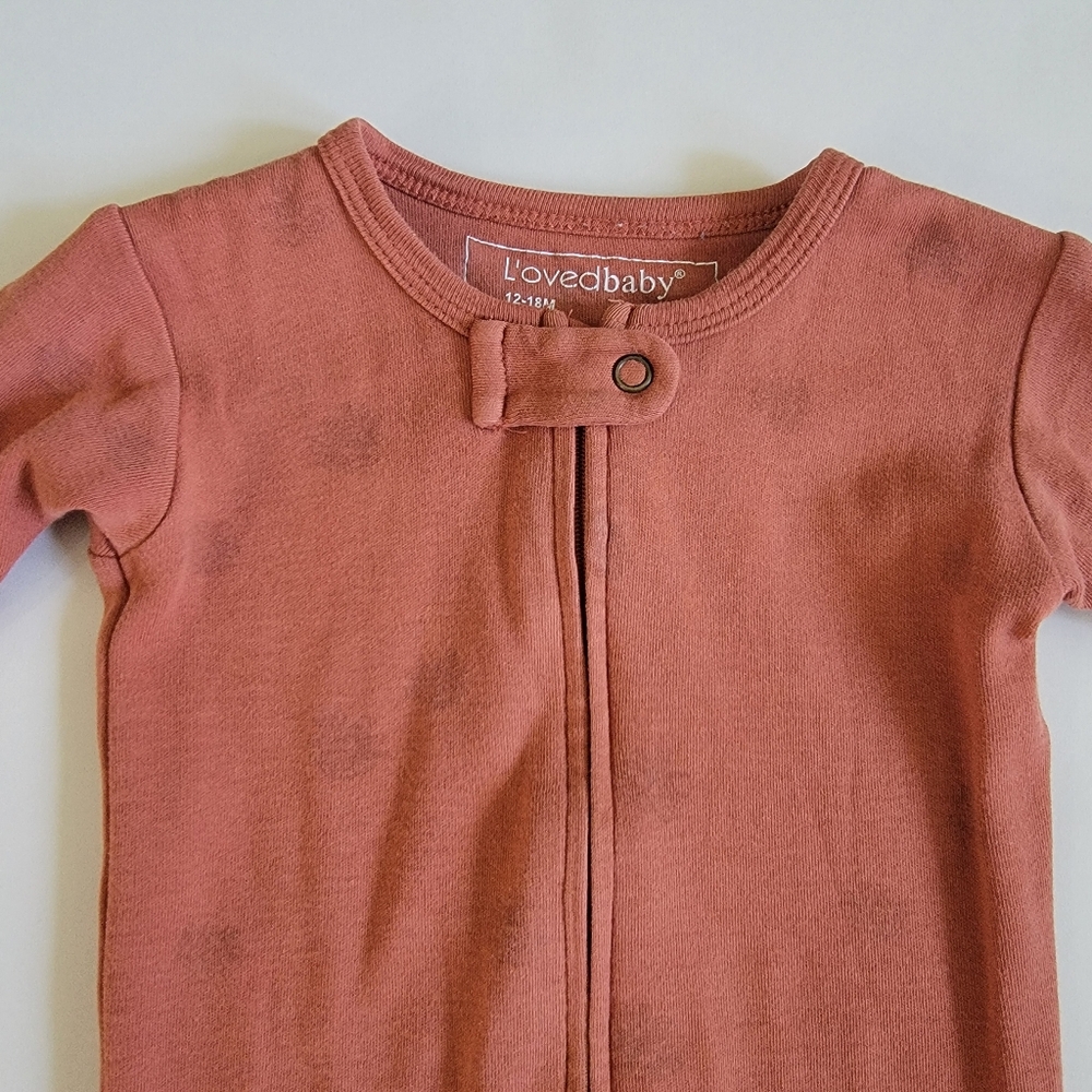 12-18M L'ovedbaby Rust Pinecone Zipper Footie - Picture 2 of 6